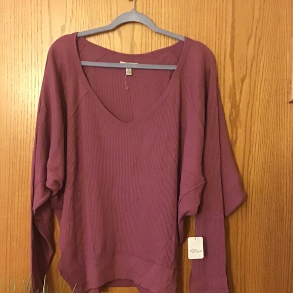 NWT Free People Santa Clara Thermal Top Mulberry size- MEDIUM - Picture 4 of 5
